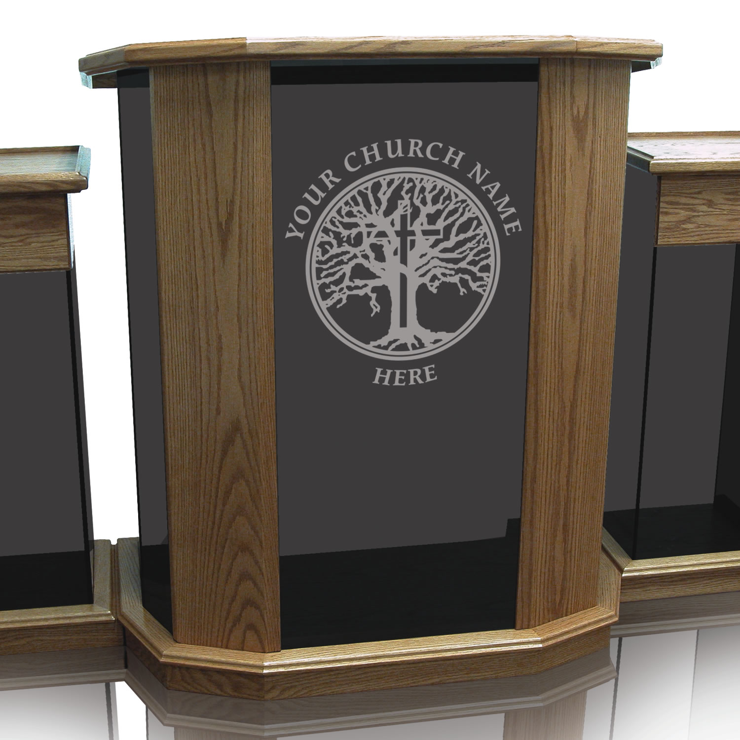 Rhema-Detached Winged Pulpit - Tinted Glass